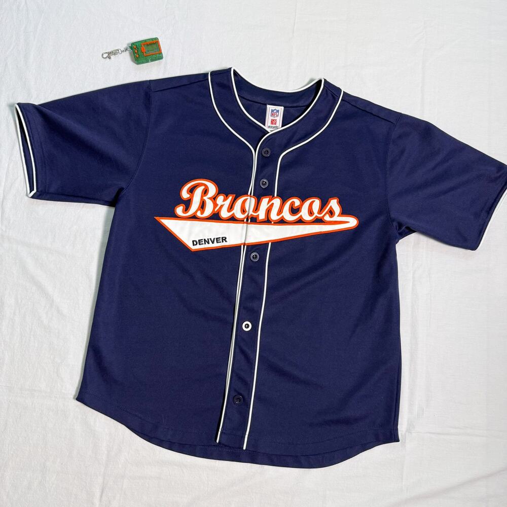 Vintage Denver Broncos Baseball Style Jersey - L